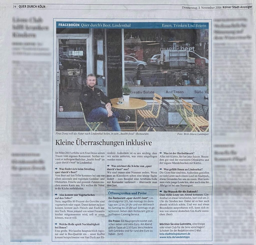 Kölner Stadtanzeiger quer durchs beet 2016